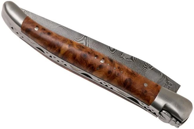 Laguiole En Aubrac 12 Cm Balbach Damast, Thuya Wood L0212THI/FDBB1 Laguiole Knife - Image 4