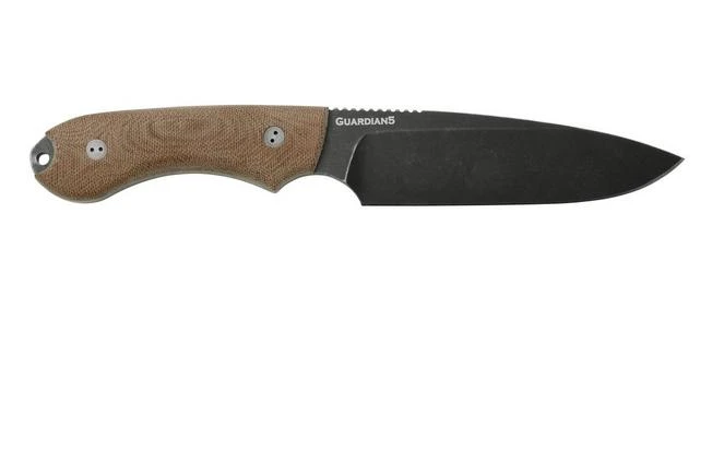 Bradford Knives Guardian 5, 5S-104N-3V, 3D Natural Micarta, CPM-3V, Sabre Grind, Nimbus Blackwashed Finish, Fixed Knife - Image 2