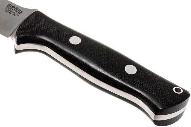 Bark River Bravo 1 CPM 3V, Black Canvas Micarta, Brown Sheath - Image 4