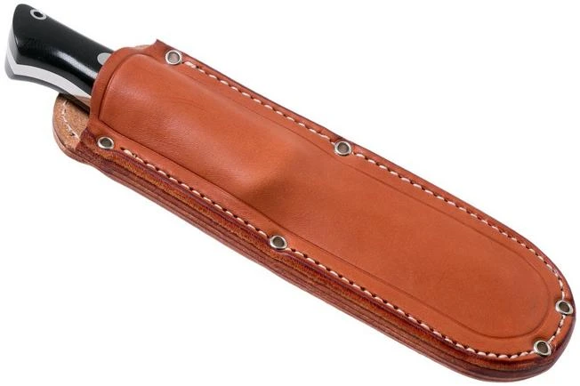 Bark River Bravo 1 CPM 3V, Black Canvas Micarta, Brown Sheath - Image 7