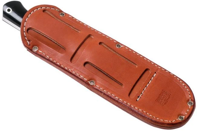 Bark River Bravo 1 CPM 3V, Black Canvas Micarta, Brown Sheath - Image 8