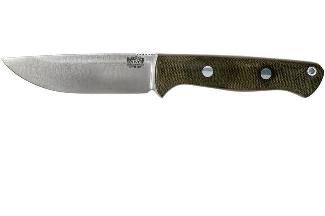Bark River Bravo 1 LT CPM 3V Field Knife, Green Canvas Micarta
