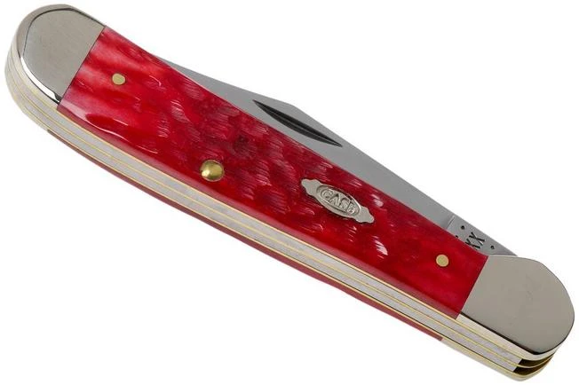Case Copperhead Dark Red Bone, Peach Seed Jig, 31953, 6249 CV Pocket Knife - Image 4