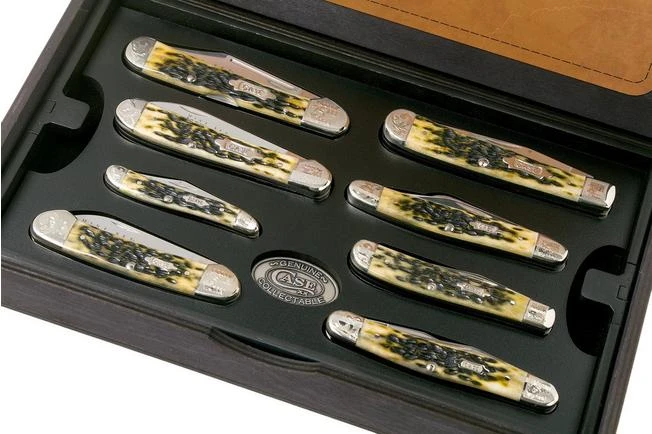 Case 25th Anniversary Mint Set, Pocket Worn Olive Green Bone, Peach Seed Jig, 38190, SS Pocket Knife - Image 3