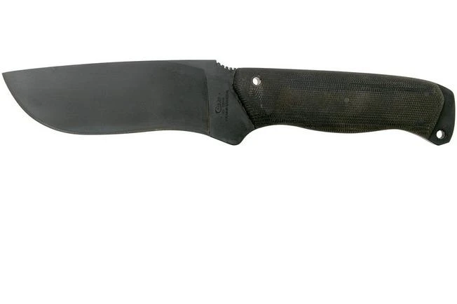 Case Winkler Recurve Utility No 6, 43177 Harry Bologna, Black Canvas Micarta, Leather Sheath Survival Knife - Image 3