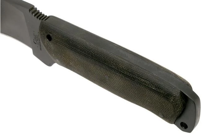 Case Winkler Recurve Utility No 6, 43177 Harry Bologna, Black Canvas Micarta, Leather Sheath Survival Knife - Image 11