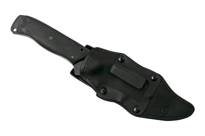 Case Winkler Recurve Utility No 6, 43177 Harry Bologna, Black Canvas Micarta, Leather Sheath Survival Knife - Image 12
