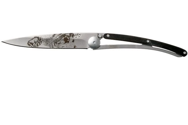 Deejo Tattoo 37g, Ebony Wood, Grizzly 1CB040 Pocket Knife