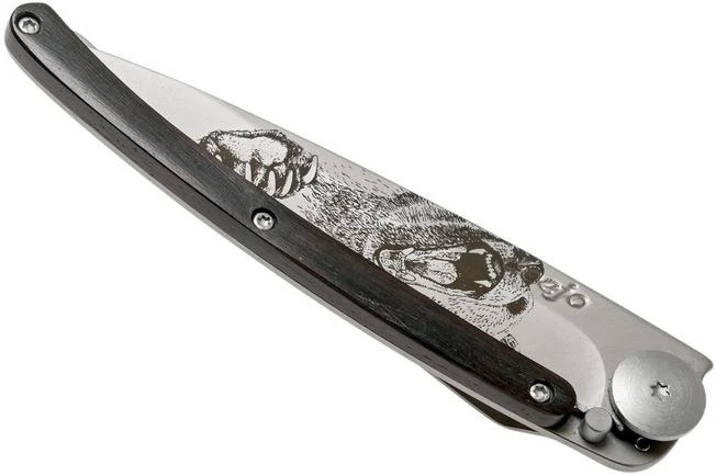 Deejo Tattoo 37g, Ebony Wood, Grizzly 1CB040 Pocket Knife - Image 4
