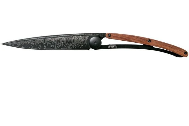 Deejo Tattoo Black 37g, Rosewood, Feather 1GB102-R Pocket Knife