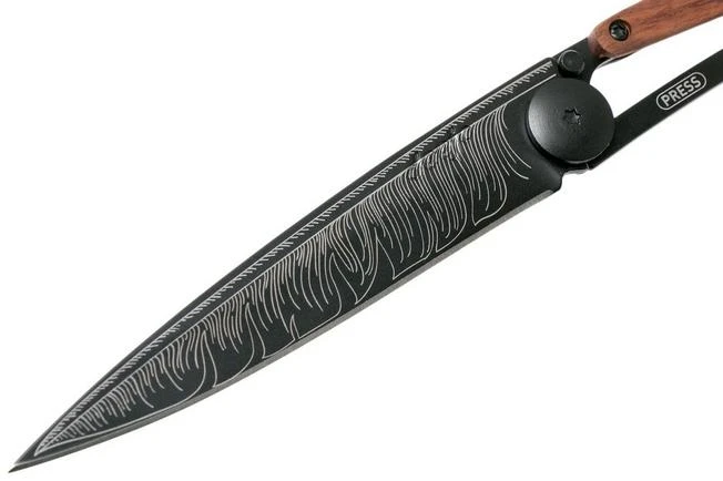 Deejo Tattoo Black 37g, Rosewood, Feather 1GB102-R Pocket Knife - Image 3
