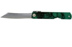 Higonokami Pocket Knife 7.3 Cm HIGOCJ, Blue Paper Steel, Jade Black Green Glitter Enamel