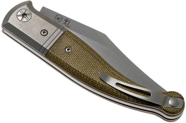 LionSteel Gitano Green Canvas Micarta GT01 CVG Pocket Knife, Gudy Van Poppel Design - Image 4