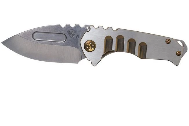 Medford Praetorian Genesis T S35VN, Tumbled Droppoint Blade, Bronze Handle Silver Flats, Bronze Hardware Pocket Knife