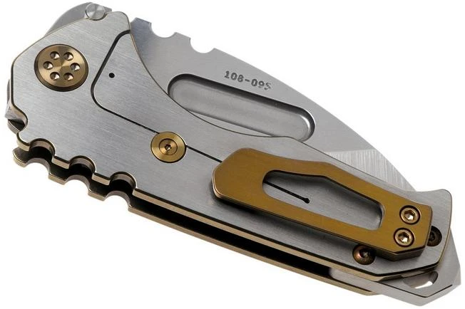 Medford Praetorian Genesis T S35VN, Tumbled Droppoint Blade, Bronze Handle Silver Flats, Bronze Hardware Pocket Knife - Image 4