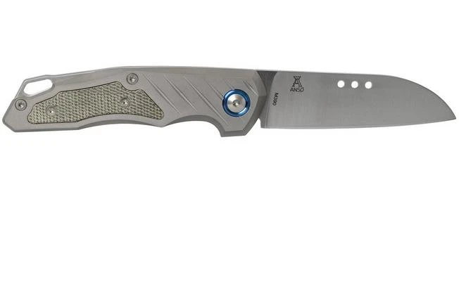 MKM Root RT-GCT Titanium Green Canvas Micarta Pocket Knife, Jens Anso Design - Image 2