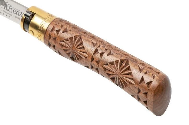 Old Bear Classical Carved Walnut L, 9307-21-LNI Pocket Knife - Image 7