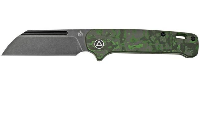 QSP Knife Penguin QS130SJ-E2, CPM 20CV Black Stonewashed, Fat Carbon Jungle Wear, Slipjoint Pocket Knife