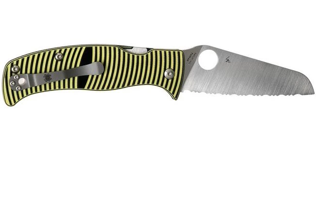 Spyderco Caribbean C217GSSF Sheepfoot Serrated Pocket Knife, Sal Glesser Design - Image 2