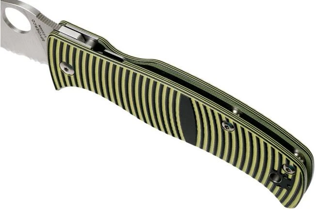 Spyderco Caribbean C217GSSF Sheepfoot Serrated Pocket Knife, Sal Glesser Design - Image 7