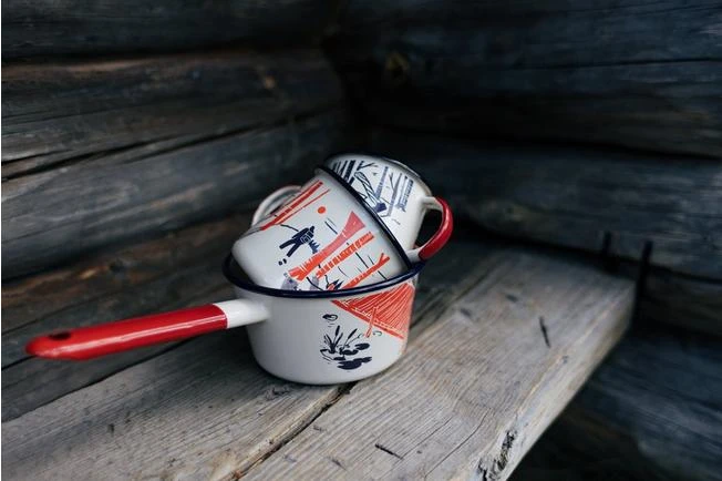 Knivesandtools Enamel Set E-SET-01, Mugs 8 Cm, 10 Cm & Saucepan 14 Cm, Enamel Crockery - Image 6